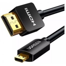 UGREEN Кабель аудио-видео HD127, Micro HDMI (m) - HDMI (m), 3м, GOLD, ф/фильтр, черный [30104]