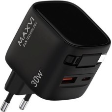 MAXVI СЗУ SFC-330GN 30W, USB-A, USB-C, with Type-C cable, черный