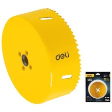 DELI Коронка биметаллическая DH-SKK114-E1 диаметр 114мм, макс глубина сверления 38мм, шаг зубьев 4-6мм, 42CrMo+M3