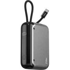 TTEC Внешний аккумулятор ReCharger LCD 10.000mAh USB-C&USB-A PD 33W Powerbank со встроенным кабелем USB-C. Цвет: черный