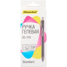 SILWERHOF Набор ручек гелев. автоматическая NG Standart d=0.5мм черн. черн. кор.карт. (12шт)