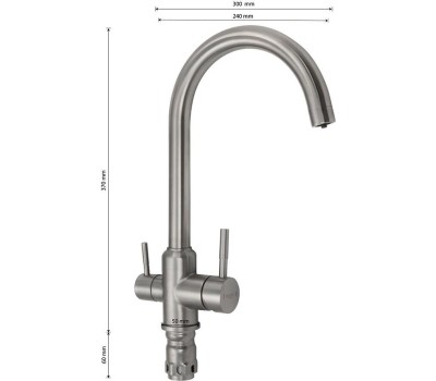 Смеситель кухонный MAGNUS 91114 Смеситель кухонный С-образный гусак , шаровый , с двойным выпуском воды для фильтра, из