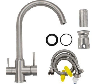 Смеситель кухонный MAGNUS 91114 Смеситель кухонный С-образный гусак , шаровый , с двойным выпуском воды для фильтра, из