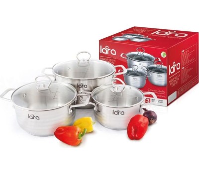 Набор кастрюль LARA LR02-81 Standart (2.0л.; 4.0л.; 5.2л.)