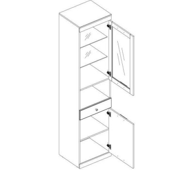 Модульная мебель АНРЭКС JAGGER Шкаф с витриной 1V1D1SN цвет Дуб монастырский /Черный (4 уп.)