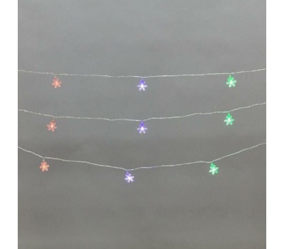 Гирлянда NEON-NIGHT (304-024) Гирлянда светодиодная Снежинки большие 5м, 20LED, IP20, прозрачный провод, свечение мульти (RG/RB), мигание, 230В