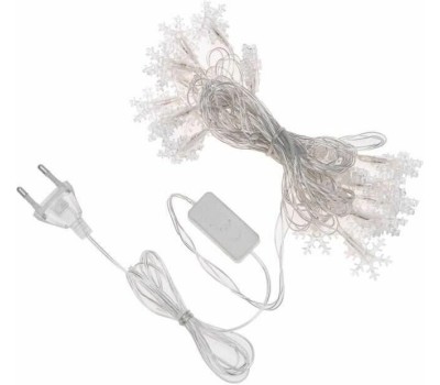 Гирлянда NEON-NIGHT (304-024) Гирлянда светодиодная Снежинки большие 5м, 20LED, IP20, прозрачный провод, свечение мульти (RG/RB), мигание, 230В