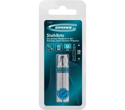 Набор бит GROSS Бита PH2х50мм, сталь S2, шестигр., 2 шт.//
