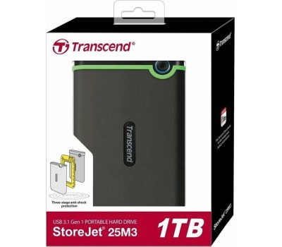 TRANSCEND 1ТБ Внешний диск HDD StoreJet 25M3 TS1TSJ25M3G, USB 3.0, зеленый