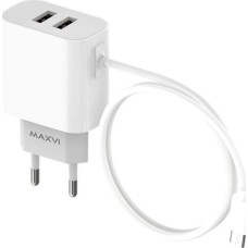 АККУМУЛЯТОРЫ И ЗАРЯДНЫЕ УСТРОЙСТВА MAXVI CHL-242M 2.4A, with microUSB cable, 2хUSB, цвет: белый