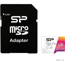 SILICON POWER Карта памяти microSDXC UHS-I U1 Elite 128 ГБ, 100 МБ/с, Class 10, SP128GBSTXBV1V20SP, 1 шт., переходник SD