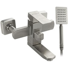 Смеситель МАГНУС 9226 Смеситель для ванны, короткий излив, шаровый, квадратный корпус, из нержавеющей стали марки 304, цвет САТИН