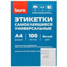 BURO Этикетки A4, универсальная, 100л, белый, 297мм х 210мм, 1шт, покрытие матовое