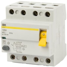 IEK Выключатель дифф. тока (УЗО) ВД1-63 (MDV10-4-040-100) 40A 4П 400В 4 модуля белый (упак.:1шт)