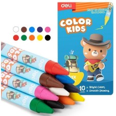 DELI Восковые мелки EC225-10 Color Kids кругл. 10цв. дл.90мм д.8мм