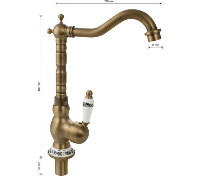 Смеситель для кухни BRIMIX 153 Смеситель для кухни , под БРОНЗУ , высокий гусак поворот на 360 градусов , шаровый
