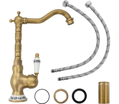 Смеситель для кухни BRIMIX 153 Смеситель для кухни , под БРОНЗУ , высокий гусак поворот на 360 градусов , шаровый