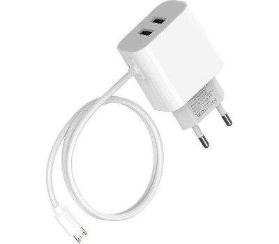 АККУМУЛЯТОРЫ И ЗАРЯДНЫЕ УСТРОЙСТВА MAXVI CHL-242M 2.4A, with microUSB cable, 2хUSB, цвет: белый