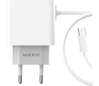 АККУМУЛЯТОРЫ И ЗАРЯДНЫЕ УСТРОЙСТВА MAXVI CHL-242M 2.4A, with microUSB cable, 2хUSB, цвет: белый