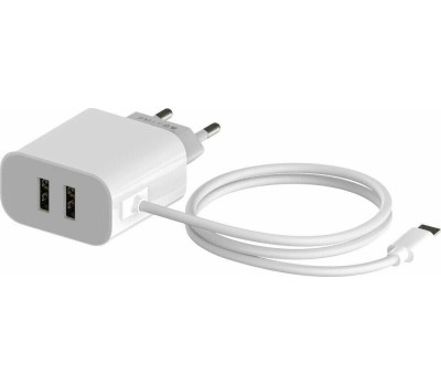 АККУМУЛЯТОРЫ И ЗАРЯДНЫЕ УСТРОЙСТВА MAXVI CHL-242M 2.4A, with microUSB cable, 2хUSB, цвет: белый