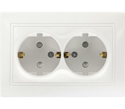 Розетка SMARTBUY (SBE-03w-16-S2-1Z) Юпитер, 2-местная, белый