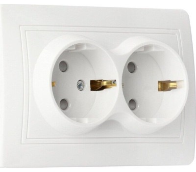 Розетка SMARTBUY (SBE-03w-16-S2-1Z) Юпитер, 2-местная, белый