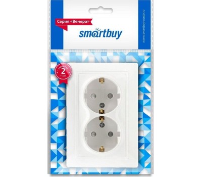 Розетка SMARTBUY (SBE-03w-16-S2-1Z) Юпитер, 2-местная, белый