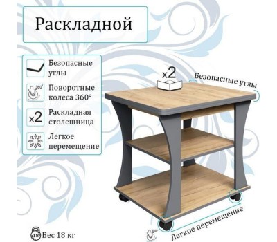 Стол журнальный БИТЕЛ СЖ-2 ДУБ ЗОЛОТОЙ КРАФТ/СЕРЫЙ ГРАФИТ