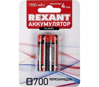 Аккумуляторы и зарядные устройства REXANT (30-1419) АККУМУЛЯТОР ТИП AA ПАЛЬЧИКОВЫЙ 1.2 В 1900 МАЧ