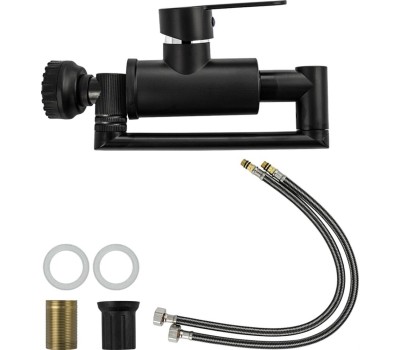 Смеситель для кухни BRIMIX 5903 Смеситель для кухонной мойки и раковины , шаровый, из высокопрочного пластика АБС , поворотный излив и аэратор, цвет ЧЕРНЫЙ.