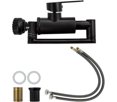 Смеситель для кухни BRIMIX 5903 Смеситель для кухонной мойки и раковины , шаровый, из высокопрочного пластика АБС , поворотный излив и аэратор, цвет ЧЕРНЫЙ.