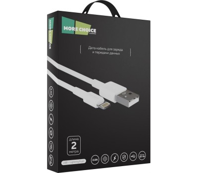 Кабель MORE CHOICE (4610196408151) K19i USB 2.0A для Lightning 8-pin - 2м White