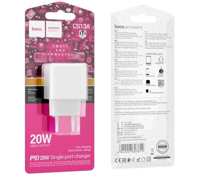 СЗУ HOCO (6942007603812) CS13A 1USB 3.0A PD 20W