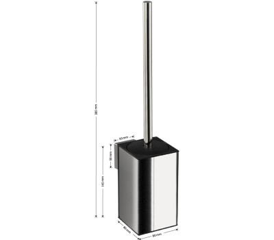 Аксессуары для ванной комнаты и туалета САНАКС 80175 Ерш для унитаза квадратный, настенный, АНТИВАНДАЛЬНЫЙ, из нержавеющей стали марки SUS 304, цвет ХРОМ