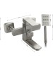 Смеситель МАГНУС 9226 Смеситель для ванны, короткий излив, шаровый, квадратный корпус, из нержавеющей стали марки 304, цвет САТИН