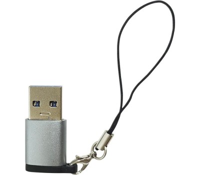 Переходник ATOM (31053) USB Type-C 3.1 - USB А 2.0, OTG, (гн/шт), серебряный