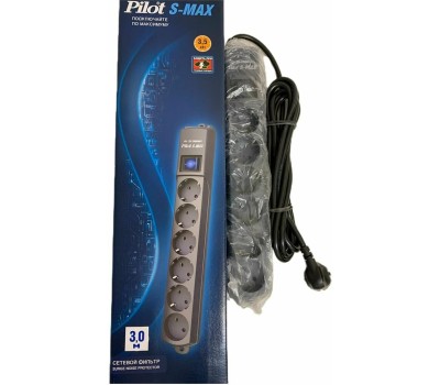 PILOT ZIS Сетевой фильтр S-MAX 3м {5 евро, 1 росс., увеличенная мощность 3500 Вт}