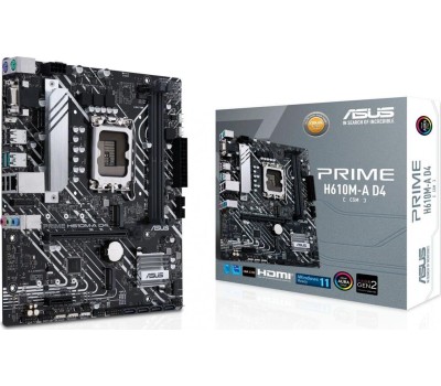 ASUS Материнская плата PRIME H610M-A D4-CSM, Socket LGA 1700, Intel H610, mATX, Ret
