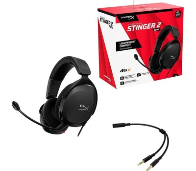HYPERX Гарнитура игровая Cloud Stinger 2 Core, для компьютера и игровых консолей, мониторные, проводные, черный [683l9aa]