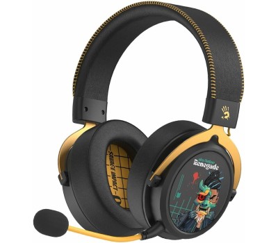 A4TECH Гарнитура игровая Bloody MR595 Renegade, для компьютера и игровых консолей, мониторные, Bluetooth/радио, черный / рисунок