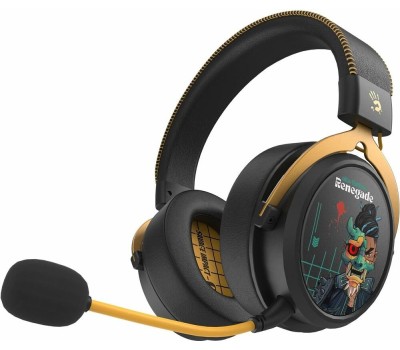 A4TECH Гарнитура игровая Bloody MR595 Renegade, для компьютера и игровых консолей, мониторные, Bluetooth/радио, черный / рисунок