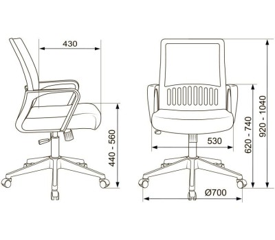 Кресло компьютерное БЮРОКРАТ Кресло MC-201, сетка/ткань, до 120кг, черный