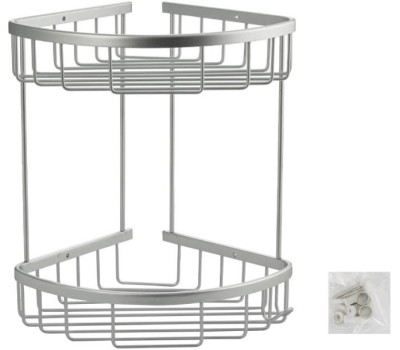 САНАКС - Полочка угловая, овальная, двойная, алюминиевая, матовая 75061