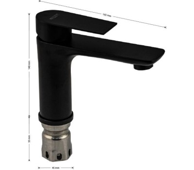 МАГНУС - Смеситель на раковину, литой корпус ЧЁРНЫЙ, из нержавеющей стали марки 304 9448