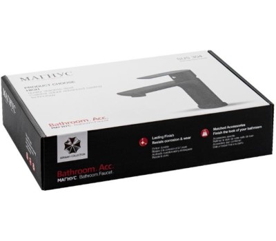 МАГНУС - Смеситель на раковину, литой корпус ЧЁРНЫЙ, из нержавеющей стали марки 304 9448