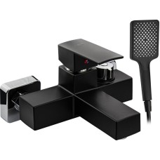Смеситель для ванны BRIMIX 5574 Смеситель в ванную, короткий излив, шаровый, из высокопрочного пластика АБС, ЧЕРНЫЙ, поворотный дивертор , квадратный корпус .