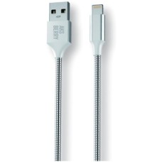 Дата-кабель Lightning AKSBERRY (6900288560019) X161 Spring Lightning 2.4A., 1м в металлической оплетке, серебристый