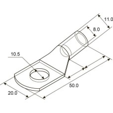 Наконечник REXANT Наконечник медный луженый ТМЛ 25–10–8 (25мм² - Ø10мм) ГОСТ 7386-80 (в упак. 5 шт.)