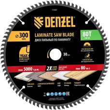 DENZEL Пильный диск по ламинату ф300 х 30 мм, 80 зубьев 733887