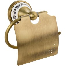 BRIMIX - Держатель туалетной бумаги с экраном, с керамической вставкой с орнаментом, цвет БРОНЗА. 94003
